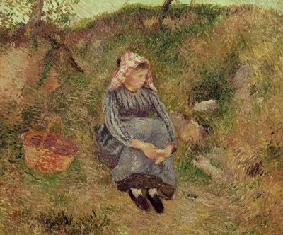 Sittende bondepike, 1883 av Camille Jacob Pissarro